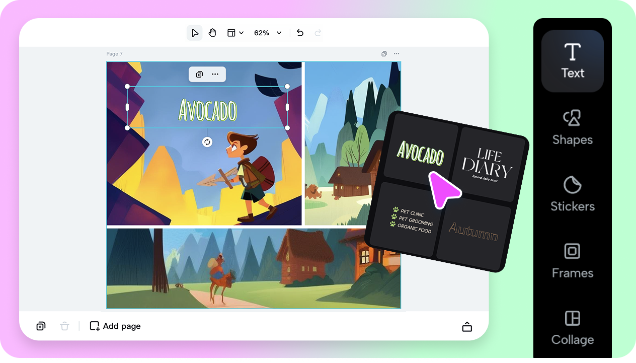 Personalize your comic strip with creative elements